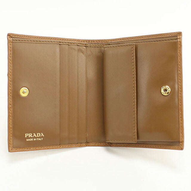 中古 プラダ 二つ折り財布 二折財布 レディース ブランド PRADA ヴィッテロムーブレザー レザー 1MV204 ブラウン USDPR113200011