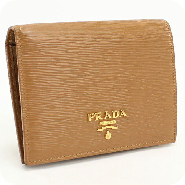 中古 プラダ 二つ折り財布 二折財布 レディース ブランド PRADA ヴィッテロムーブレザー レザー 1MV204 ブラウン USDPR113200011