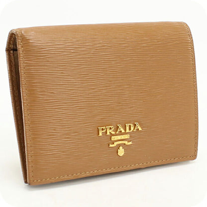 中古 プラダ 二つ折り財布 二折財布 レディース ブランド PRADA ヴィッテロムーブレザー レザー 1MV204 ブラウン USDPR113200011