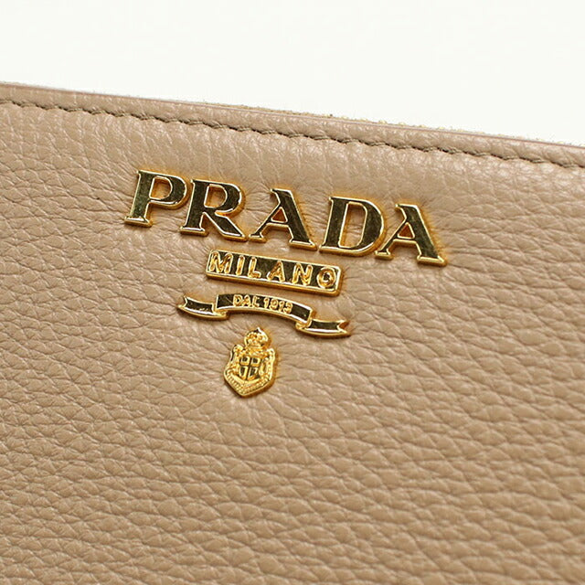 中古 プラダ 長財布ラウンドファスナー レディース ブランド PRADA ジップアラウンド長財布 レザー 1ML506 ベージュ USDPR113659011
