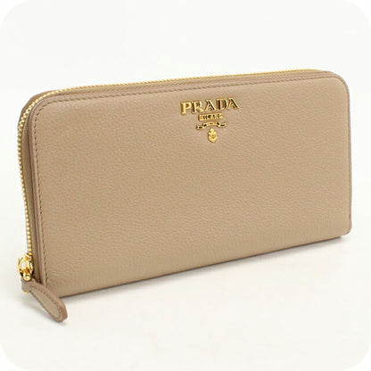 中古 プラダ 長財布ラウンドファスナー レディース ブランド PRADA ジップアラウンド長財布 レザー 1ML506 ベージュ USDPR113659011