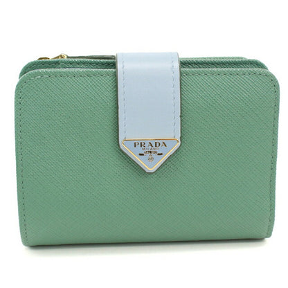 中古 プラダ 二つ折り財布 二折財布 レディース ブランド PRADA サフィアーノタブ レザー 1ML018 2DYG F03HX グリーン USDPR114091011