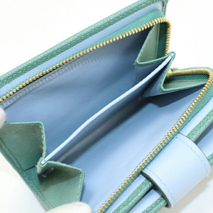 中古 プラダ 二つ折り財布 二折財布 レディース ブランド PRADA サフィアーノタブ レザー 1ML018 2DYG F03HX グリーン USDPR114091011