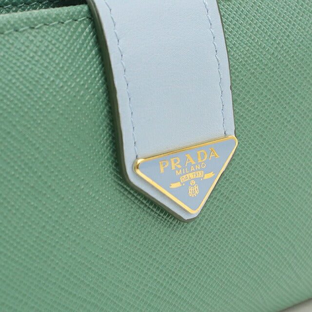 中古 プラダ 二つ折り財布 二折財布 レディース ブランド PRADA サフィアーノタブ レザー 1ML018 2DYG F03HX グリーン USDPR114091011
