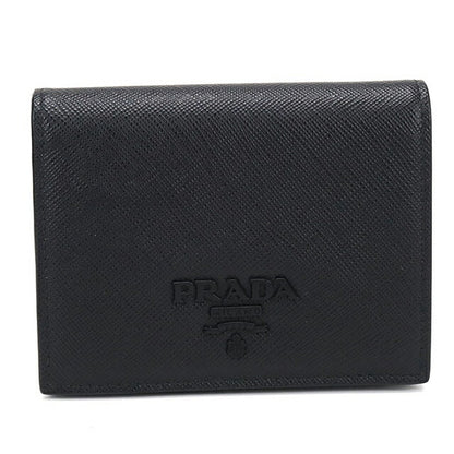中古 プラダ 二つ折り財布 二折財布 レディース ブランド PRADA サフィアーノレザー レザー 1MV204 ブラック USDPR114299011