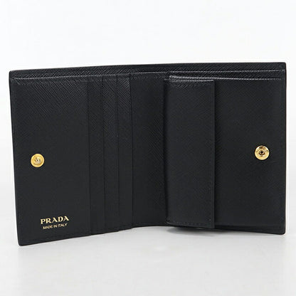 中古 プラダ 二つ折り財布 二折財布 レディース ブランド PRADA サフィアーノレザー レザー 1MV204 ブラック USDPR114299011