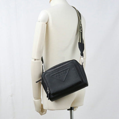中古 プラダ ショルダーバッグ メンズ ブランド PRADA サフィアーノ レザー 2VH152 ブラック USDPR114424011