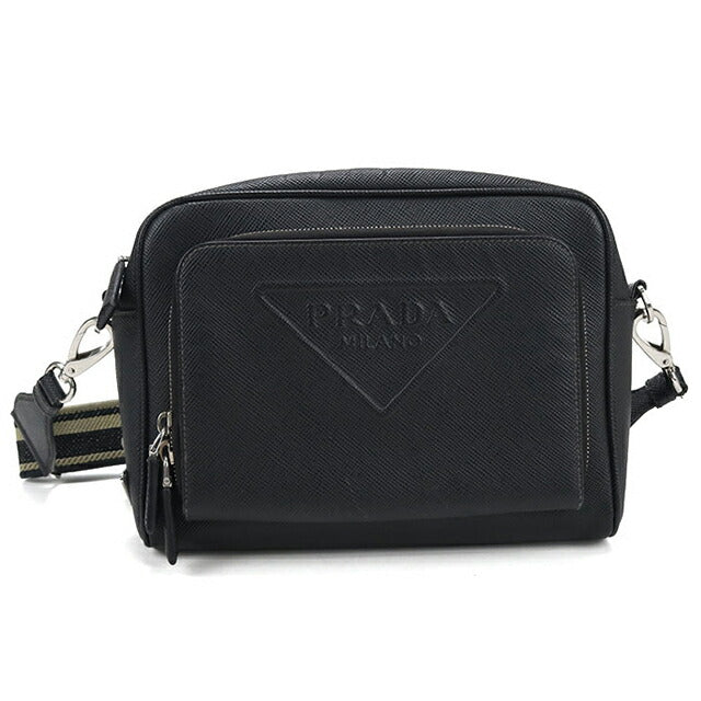 中古 プラダ ショルダーバッグ メンズ ブランド PRADA サフィアーノ レザー 2VH152 ブラック USDPR114424011