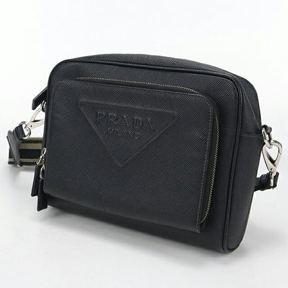 中古 プラダ ショルダーバッグ メンズ ブランド PRADA サフィアーノ レザー 2VH152 ブラック USDPR114424011