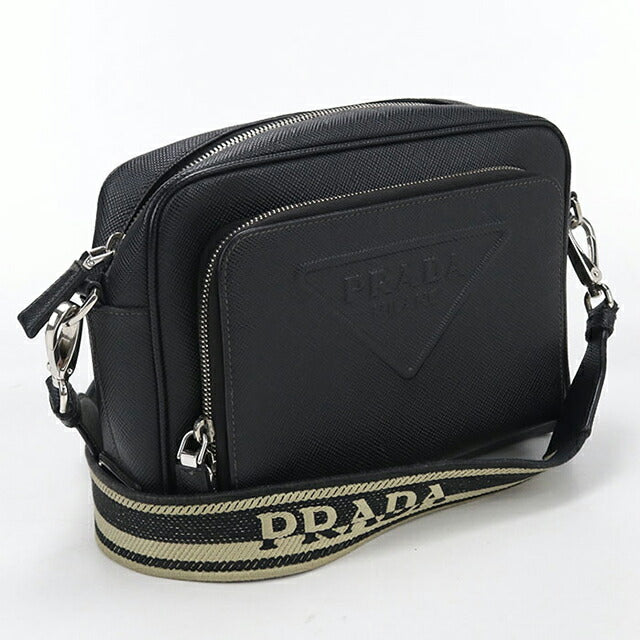 中古 プラダ ショルダーバッグ メンズ ブランド PRADA サフィアーノ レザー 2VH152 ブラック USDPR114424011