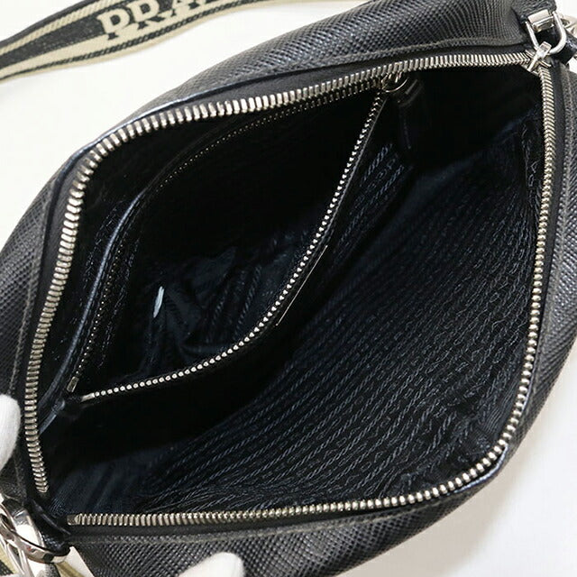 中古 プラダ ショルダーバッグ メンズ ブランド PRADA サフィアーノ レザー 2VH152 ブラック USDPR114424011