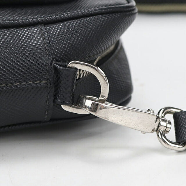 中古 プラダ ショルダーバッグ メンズ ブランド PRADA サフィアーノ レザー 2VH152 ブラック USDPR114424011