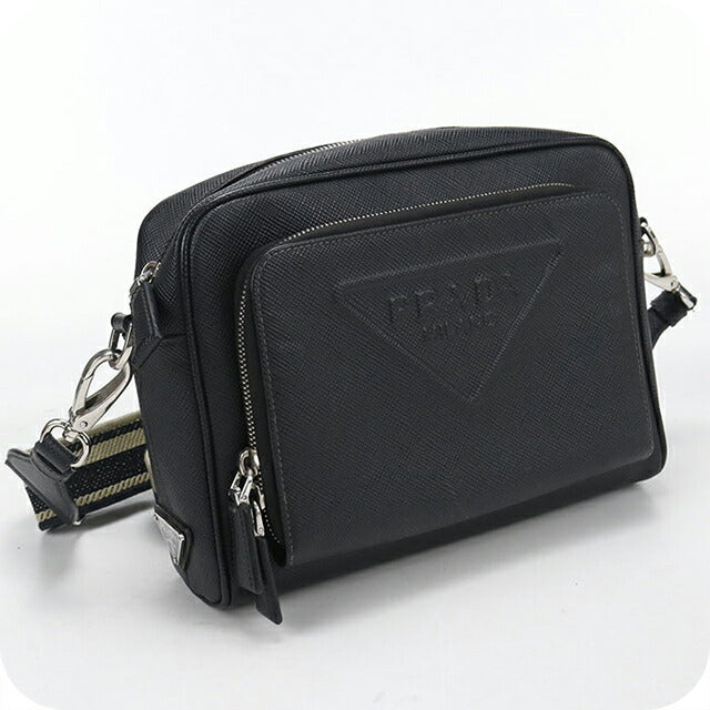中古 プラダ ショルダーバッグ メンズ ブランド PRADA サフィアーノ レザー 2VH152 ブラック USDPR114424011