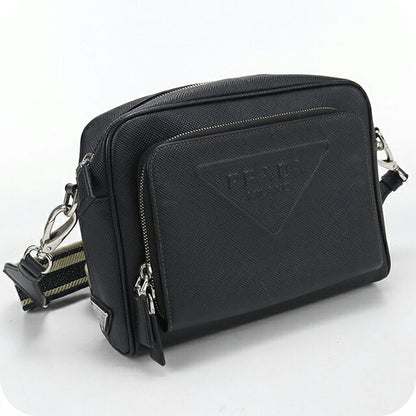 中古 プラダ ショルダーバッグ メンズ ブランド PRADA サフィアーノ レザー 2VH152 ブラック USDPR114424011