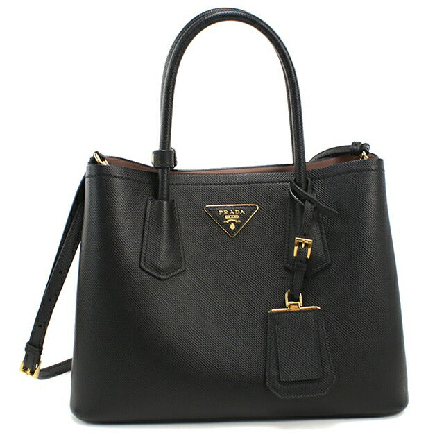 中古 プラダ トートバッグ レディース ブランド PRADA サフィアーノレザー ミディアムバッグ 2WAY レザー 1BG887 ブラック USDPR114434011