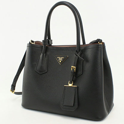 中古 プラダ トートバッグ レディース ブランド PRADA サフィアーノレザー ミディアムバッグ 2WAY レザー 1BG887 ブラック USDPR114434011