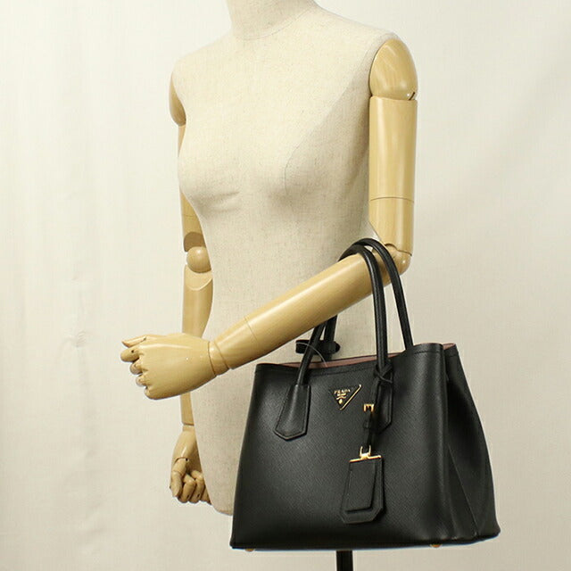 中古 プラダ トートバッグ レディース ブランド PRADA サフィアーノレザー ミディアムバッグ 2WAY レザー 1BG887 ブラック USDPR114434011