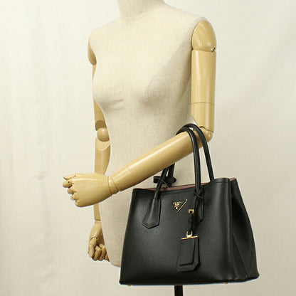 中古 プラダ トートバッグ レディース ブランド PRADA サフィアーノレザー ミディアムバッグ 2WAY レザー 1BG887 ブラック USDPR114434011