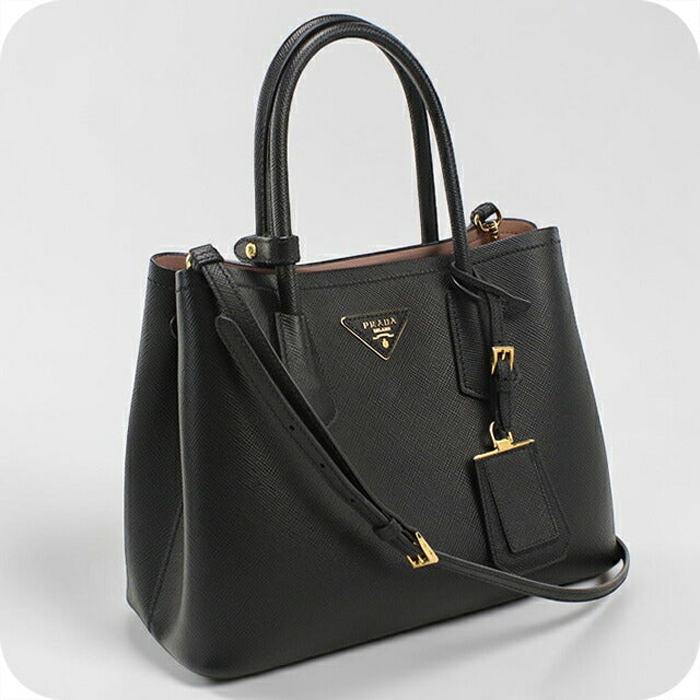 中古 プラダ トートバッグ レディース ブランド PRADA サフィアーノレザー ミディアムバッグ 2WAY レザー 1BG887 ブラック USDPR114434011