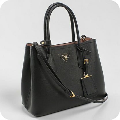 中古 プラダ トートバッグ レディース ブランド PRADA サフィアーノレザー ミディアムバッグ 2WAY レザー 1BG887 ブラック USDPR114434011