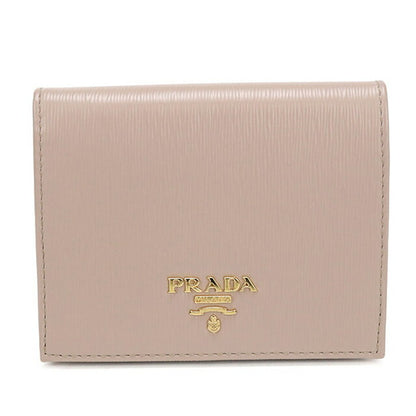 中古 プラダ 二つ折り財布 二折財布 レディース ブランド PRADA ヴィッテロムーブ レザー 1MV204 ベージュ USDPR114453011