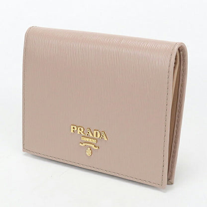 中古 プラダ 二つ折り財布 二折財布 レディース ブランド PRADA ヴィッテロムーブ レザー 1MV204 ベージュ USDPR114453011