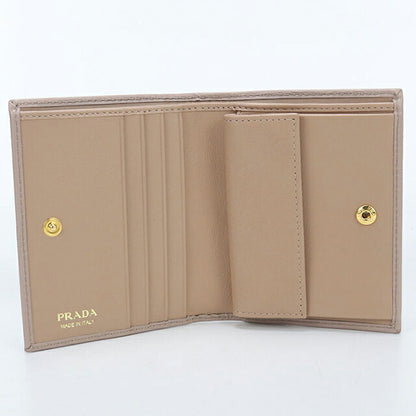 中古 プラダ 二つ折り財布 二折財布 レディース ブランド PRADA ヴィッテロムーブ レザー 1MV204 ベージュ USDPR114453011