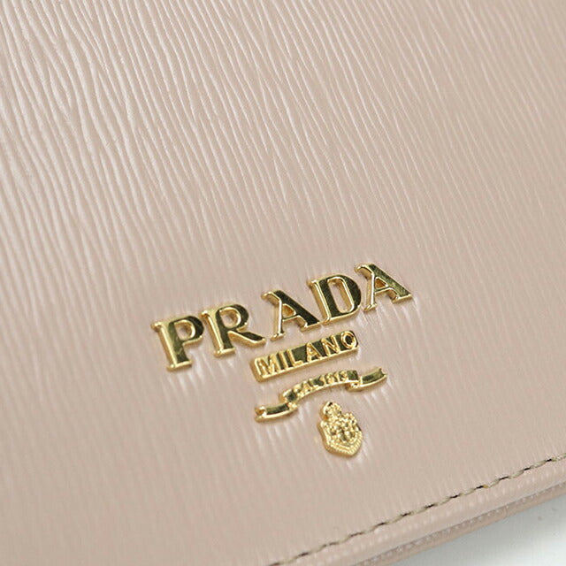 中古 プラダ 二つ折り財布 二折財布 レディース ブランド PRADA ヴィッテロムーブ レザー 1MV204 ベージュ USDPR114453011