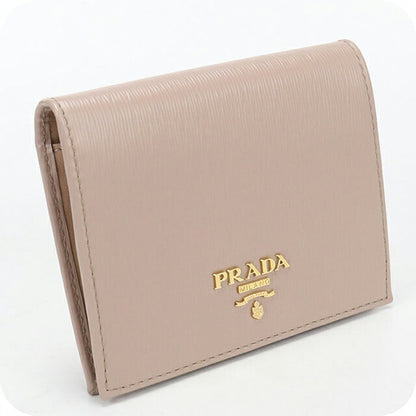 中古 プラダ 二つ折り財布 二折財布 レディース ブランド PRADA ヴィッテロムーブ レザー 1MV204 ベージュ USDPR114453011