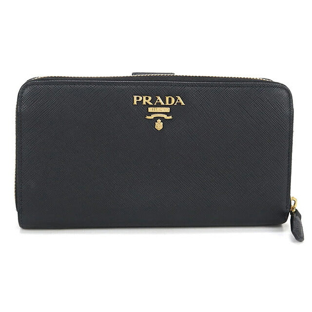 中古 プラダ 長財布二折 レディース ブランド PRADA サフィアーノレザー レザー ブラック USDPR114510011