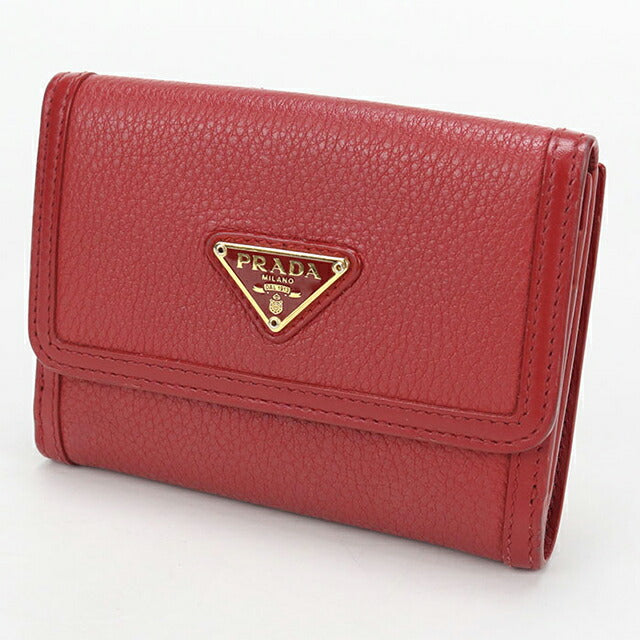 中古 プラダ 二つ折り財布 二折財布 レディース ブランド PRADA ヴィッテロフェニックス トライアングル レザー財布 1MH523 2B16 F0011 USDPR114536011