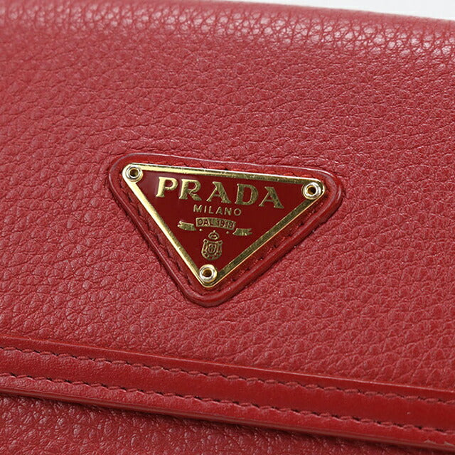 中古 プラダ 二つ折り財布 二折財布 レディース ブランド PRADA ヴィッテロフェニックス トライアングル レザー財布 1MH523 2B16 F0011 USDPR114536011