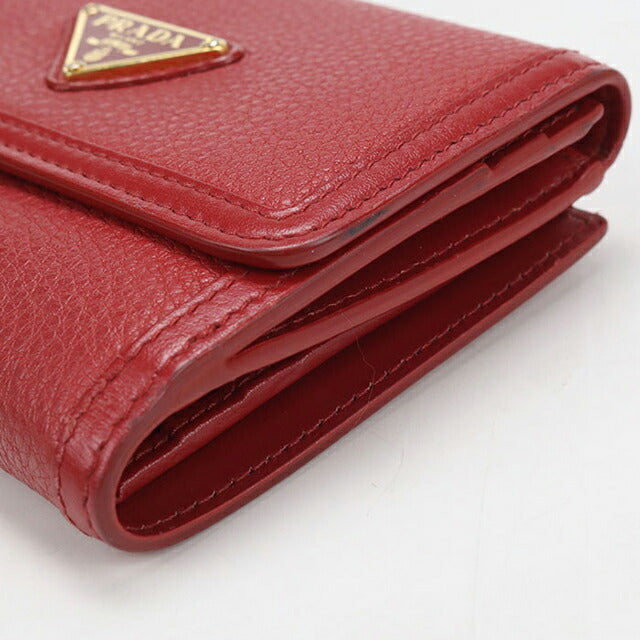 中古 プラダ 二つ折り財布 二折財布 レディース ブランド PRADA ヴィッテロフェニックス トライアングル レザー財布 1MH523 2B16 F0011 USDPR114536011