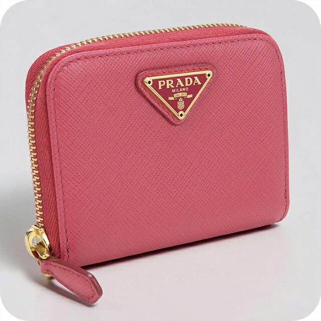 中古 プラダ 小銭入れ レディース ブランド PRADA サフィアーノトライアングル コインケース レザー 1MM268 ピンク USDPR114538011