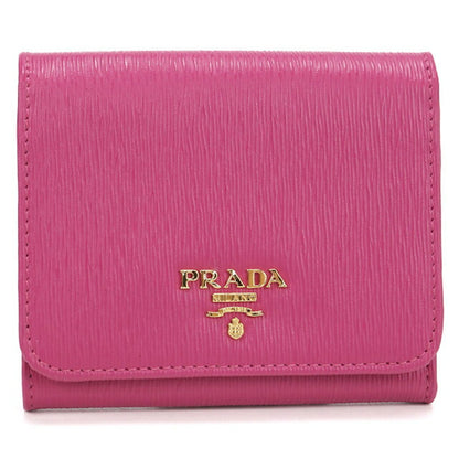 中古 プラダ 三つ折り財布 三折財布 レディース ブランド PRADA ヴィッテロムーブ レザー 財布 レザー 1MH176 ピンク USDPR114544011