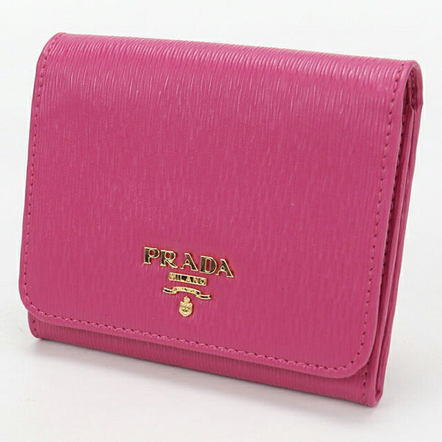 中古 プラダ 三つ折り財布 三折財布 レディース ブランド PRADA ヴィッテロムーブ レザー 財布 レザー 1MH176 ピンク USDPR114544011