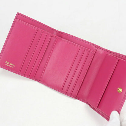 中古 プラダ 三つ折り財布 三折財布 レディース ブランド PRADA ヴィッテロムーブ レザー 財布 レザー 1MH176 ピンク USDPR114544011