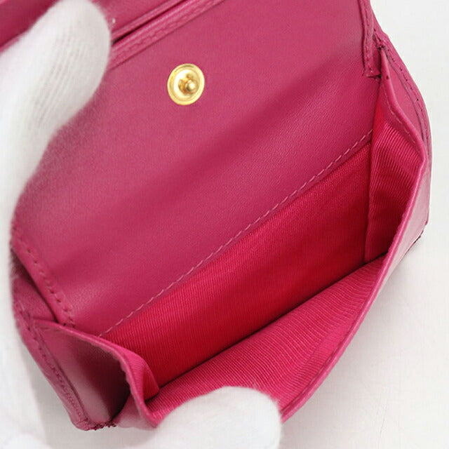 中古 プラダ 三つ折り財布 三折財布 レディース ブランド PRADA ヴィッテロムーブ レザー 財布 レザー 1MH176 ピンク USDPR114544011