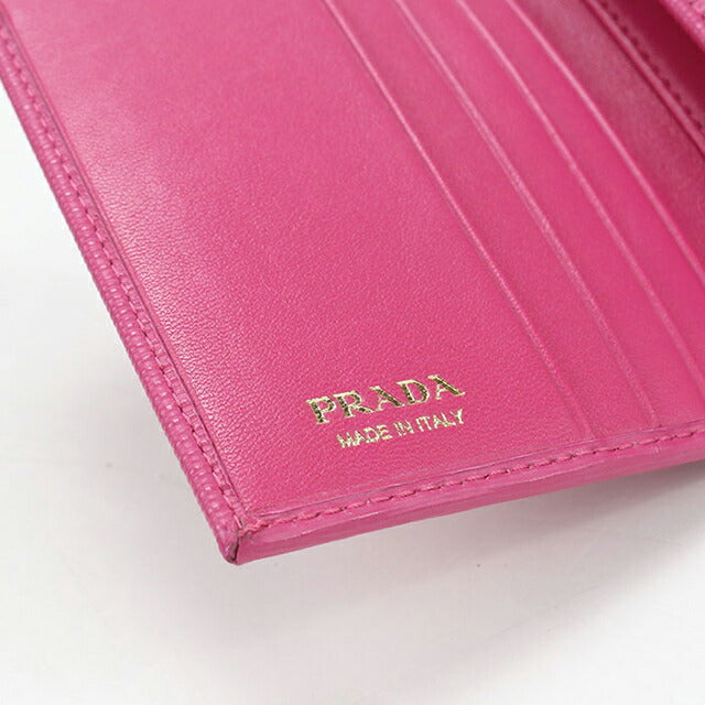 中古 プラダ 三つ折り財布 三折財布 レディース ブランド PRADA ヴィッテロムーブ レザー 財布 レザー 1MH176 ピンク USDPR114544011
