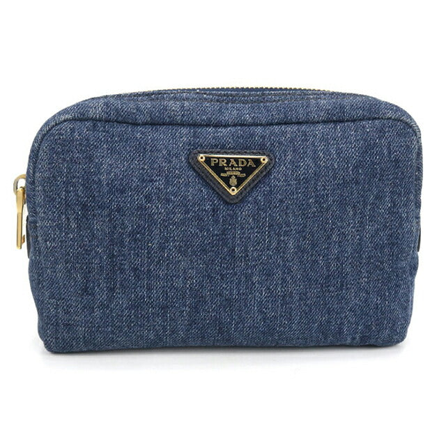 中古 プラダ ポーチ レディース ブランド PRADA トライアングル 1NA021 ブルー USDPR114545011