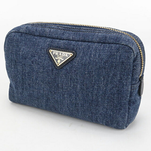 中古 プラダ ポーチ レディース ブランド PRADA トライアングル 1NA021 ブルー USDPR114545011