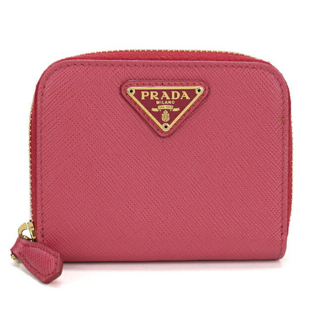 中古 プラダ 小銭入れ レディース ブランド PRADA サフィアーノトライアングル コインケース レザー 1MM268 ピンク USDPR114585011