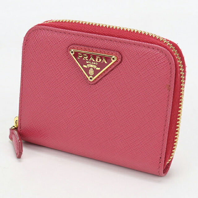 中古 プラダ 小銭入れ レディース ブランド PRADA サフィアーノトライアングル コインケース レザー 1MM268 ピンク USDPR114585011