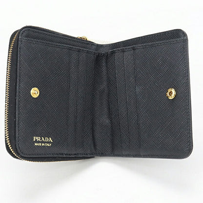 中古 プラダ 二つ折り財布 二折財布 レディース ブランド PRADA サフィアーノトライアングル レザー 1ML036 ブラック USDPR114604011