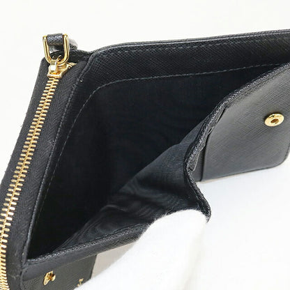 中古 プラダ 二つ折り財布 二折財布 レディース ブランド PRADA サフィアーノトライアングル レザー 1ML036 ブラック USDPR114604011
