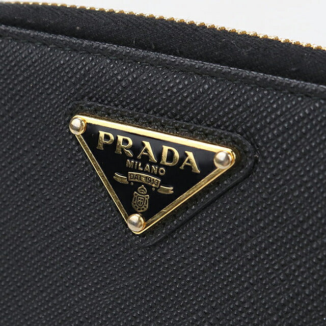 中古 プラダ 二つ折り財布 二折財布 レディース ブランド PRADA サフィアーノトライアングル レザー 1ML036 ブラック USDPR114604011