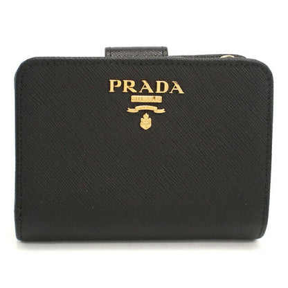 中古 プラダ 二つ折り財布 二折財布 レディース ブランド PRADA サフィアーノレザー レザー 1ML018 ブラック USDPR114709011