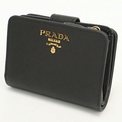 中古 プラダ 二つ折り財布 二折財布 レディース ブランド PRADA サフィアーノレザー レザー 1ML018 ブラック USDPR114709011