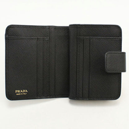 中古 プラダ 二つ折り財布 二折財布 レディース ブランド PRADA サフィアーノレザー レザー 1ML018 ブラック USDPR114709011