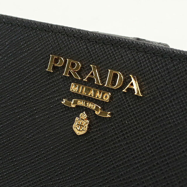 中古 プラダ 二つ折り財布 二折財布 レディース ブランド PRADA サフィアーノレザー レザー 1ML018 ブラック USDPR114709011